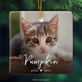 Kattminnesnamn Foto Kattminnesmärke Julgransprydnad Keramik