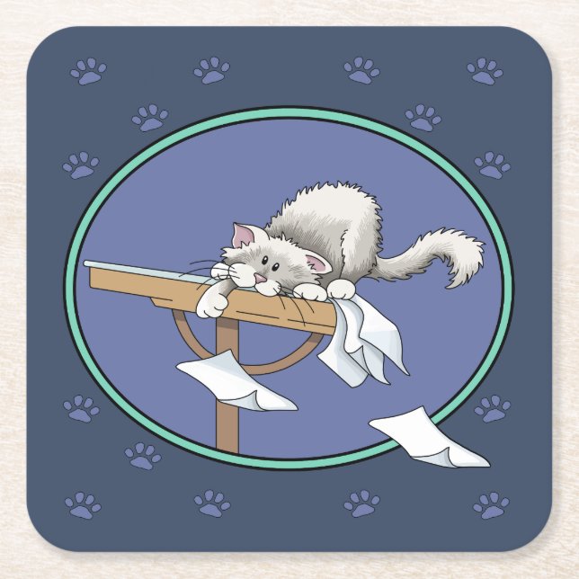 Kattmischief mönster underlägg papper kvadrat (Framsidan)