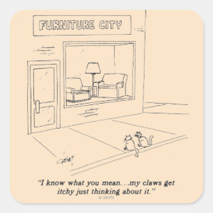 Kattmöbler Fyrkantigt Klistermärke