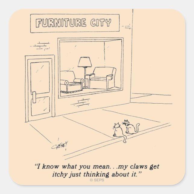 Kattmöbler Fyrkantigt Klistermärke (Framsida)