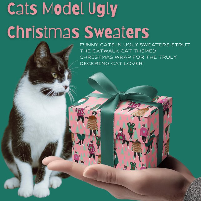 Kattmodell Ugly jul Sweaters Rosa Presentpapper (Skapare uppladdad)