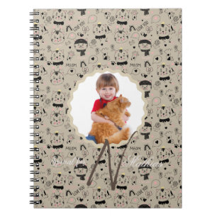 Kattmönster Monogram Personlig Fotografi av Dina B Anteckningsbok