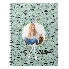 Kattmönster Monogram Personlig Fotografi på Dina B Anteckningsbok