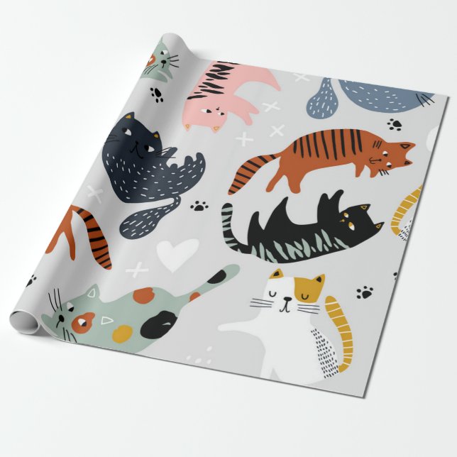 Kattmönster Presentpapper (Utrullad)