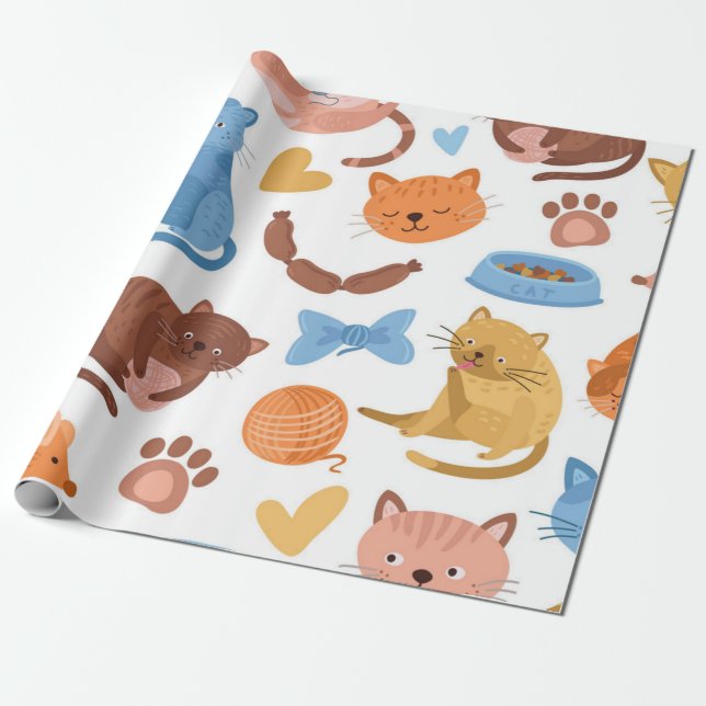 Kattmönster Presentpapper (Utrullad)