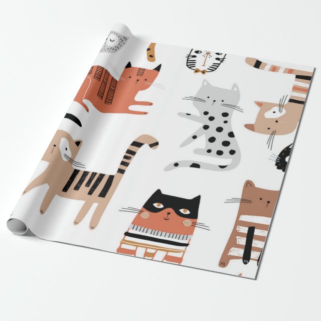 Kattmönster Presentpapper (Utrullad)