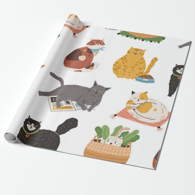 Kattmönster Presentpapper (Utrullad)