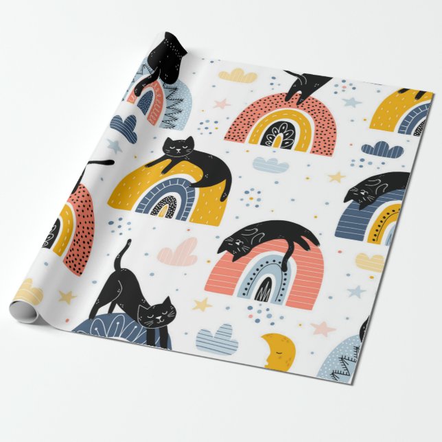 Kattmönster Presentpapper (Utrullad)