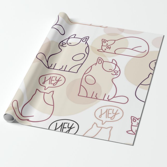 Kattmönster Presentpapper (Utrullad)
