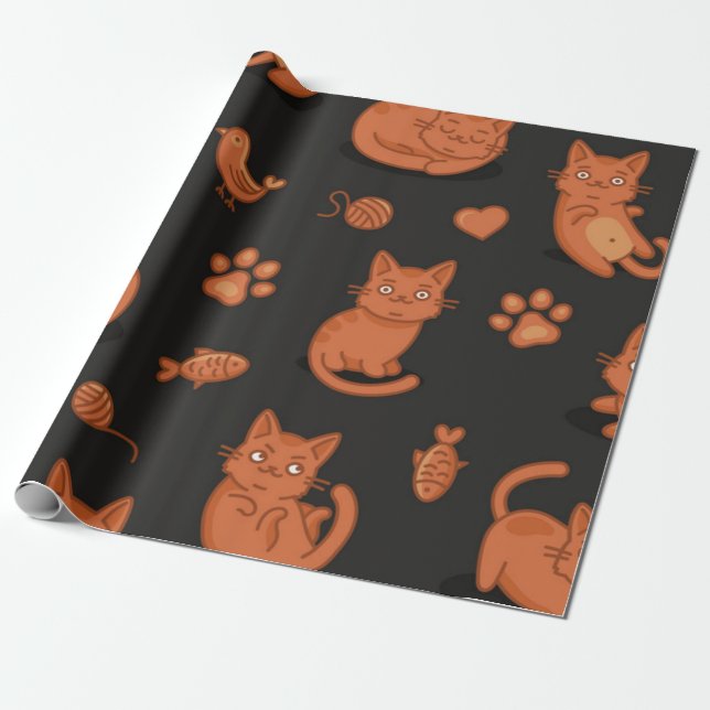 Kattmönster Presentpapper (Utrullad)
