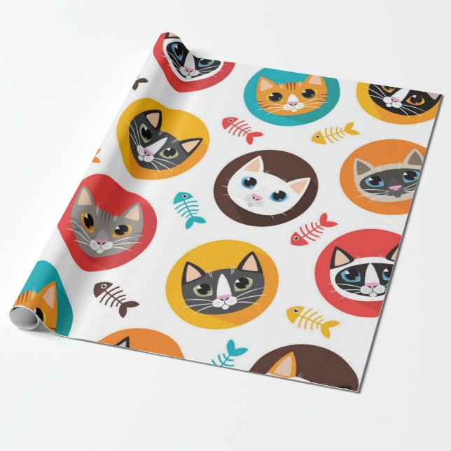 Kattmönster Presentpapper (Utrullad)