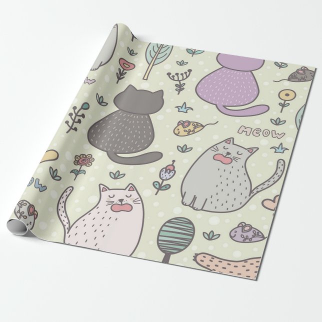 Kattmönster Presentpapper (Utrullad)