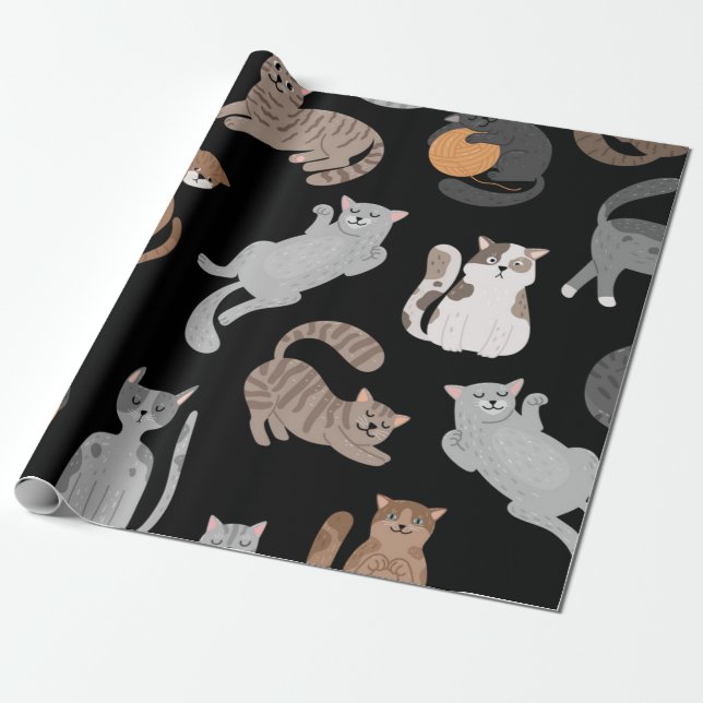 Kattmönster Presentpapper (Utrullad)