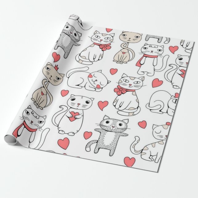 Kattmönster Presentpapper (Utrullad)