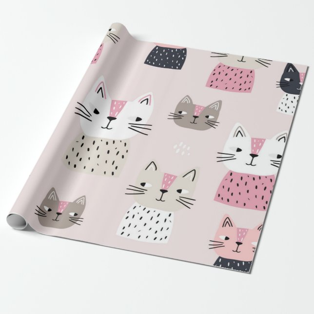 Kattmönster Presentpapper (Utrullad)