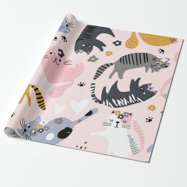 Kattmönster Presentpapper (Utrullad)