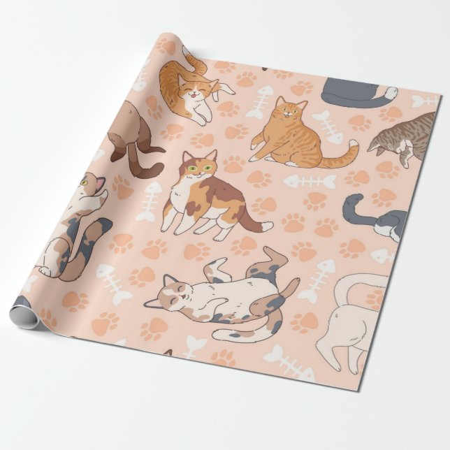 Kattmönster Presentpapper (Utrullad)