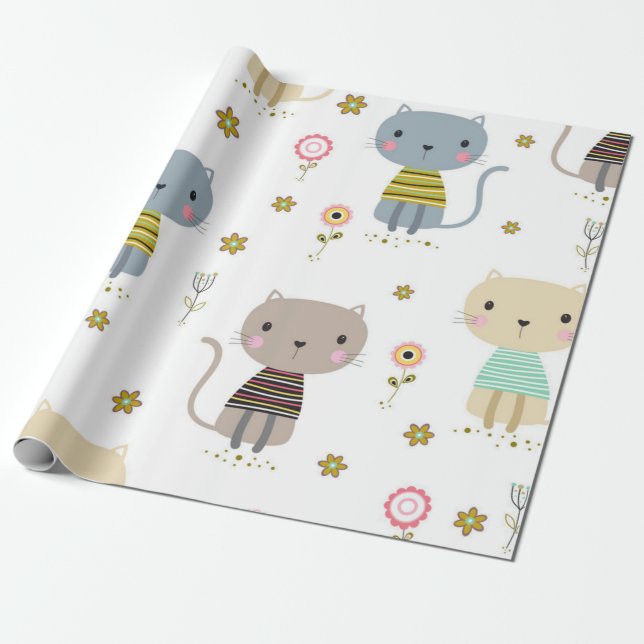 Kattmönster Presentpapper (Utrullad)