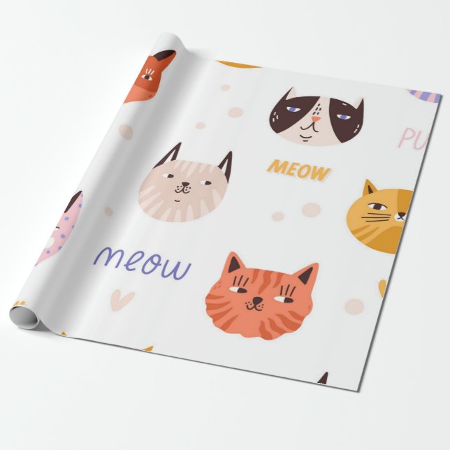 Kattmönster Presentpapper (Utrullad)
