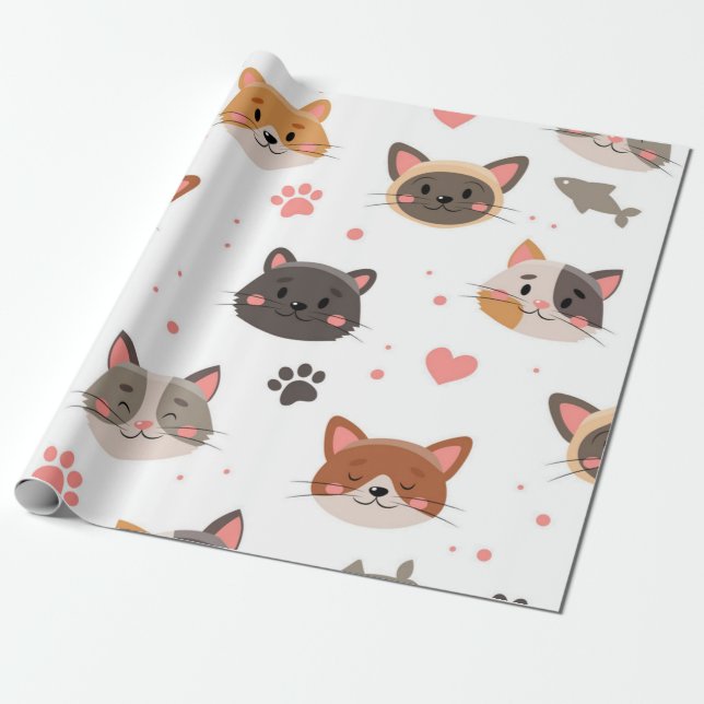 Kattmönster Presentpapper (Utrullad)