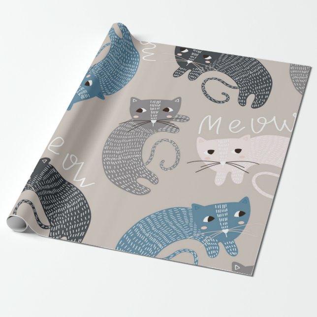 Kattmönster Presentpapper (Utrullad)