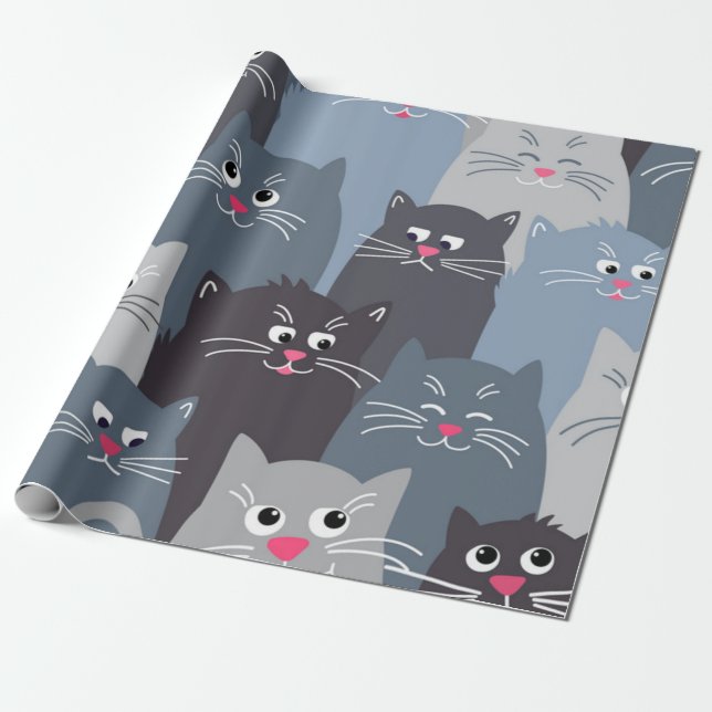 Kattmönster Presentpapper (Utrullad)