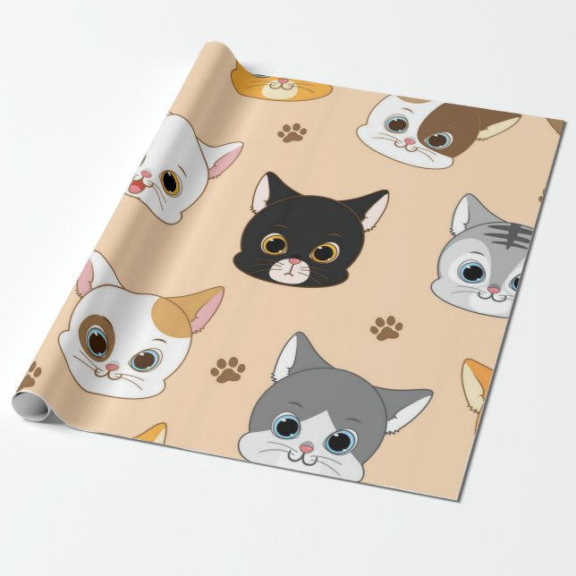 Kattmönster Presentpapper (Utrullad)