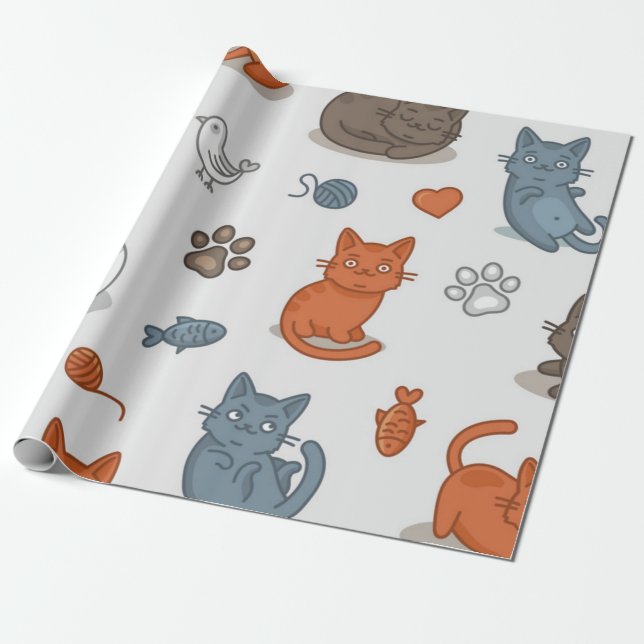 Kattmönster Presentpapper (Utrullad)