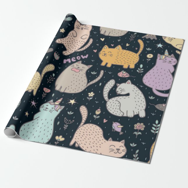 Kattmönster Presentpapper (Utrullad)