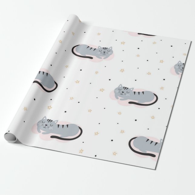 Kattmönster Presentpapper (Utrullad)