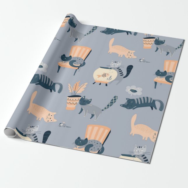 Kattmönster Presentpapper (Utrullad)