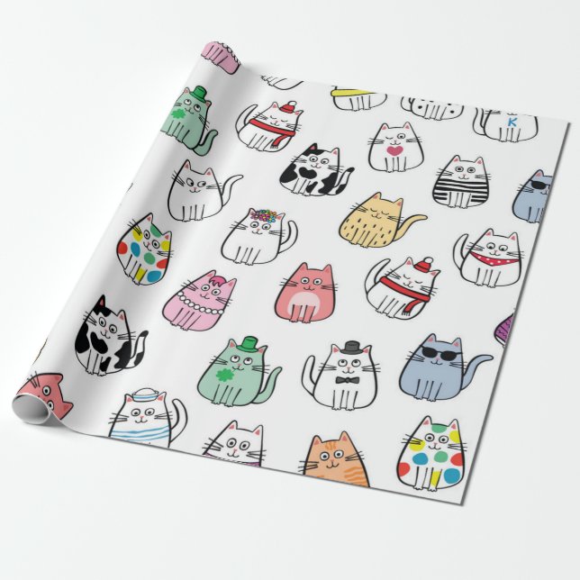 Kattmönster Presentpapper (Utrullad)