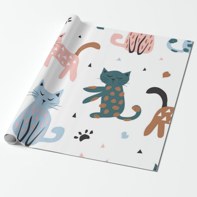 Kattmönster Presentpapper (Utrullad)