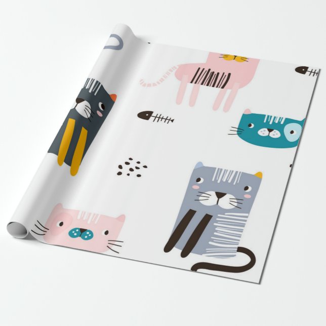 Kattmönster Presentpapper (Utrullad)