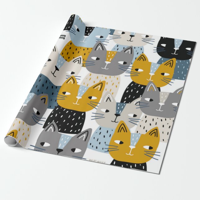 Kattmönster Presentpapper (Utrullad)
