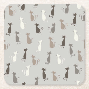 Kattmönster Underlägg Papper Kvadrat