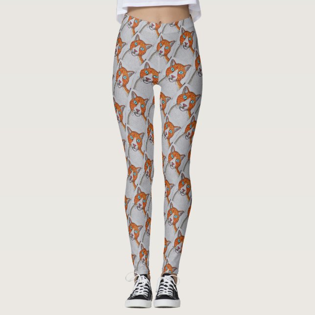 kattmönstrade Leggings (Framsida)