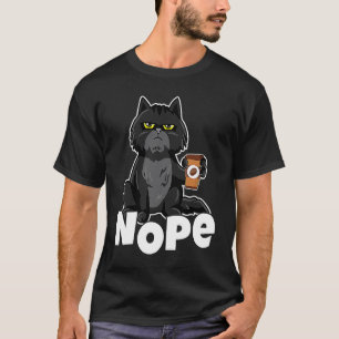 Kattmotiv  Kattkaffe Kul Retroordspråk Nope T Shirt