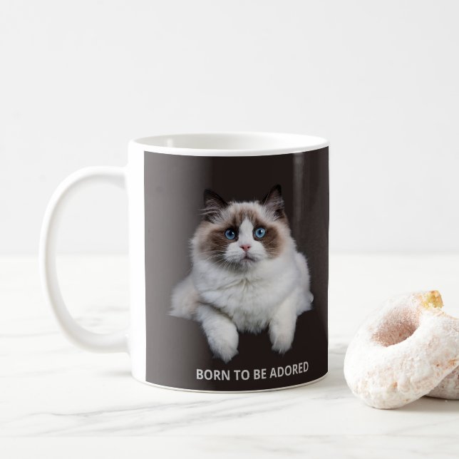 Kattmugg - Född att bli älskad Kaffemugg (Med munk)