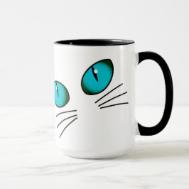 Kattmugg med blåa ögon, mysig mugg för kattälskare