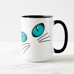 Kattmugg med blåa ögon, mysig mugg för kattälskare