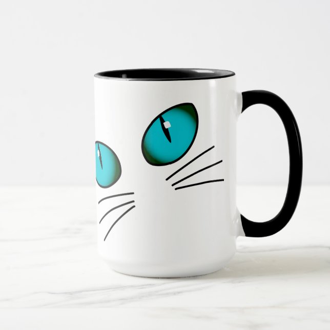 Kattmugg med blåa ögon, mysig mugg för kattälskare (Höger)
