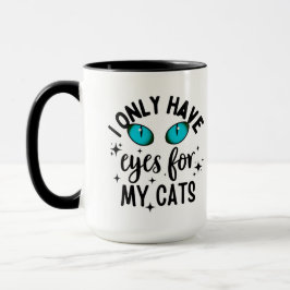 Kattmugg med blåa ögon, mysig mugg för kattälskare