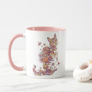 Kattmugg med blomdesign - present till kattälskare mugg