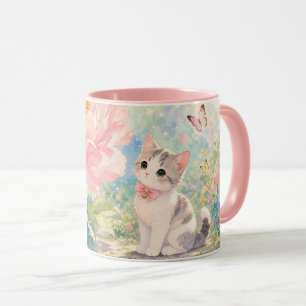 Kattmugg med blommotiv mugg