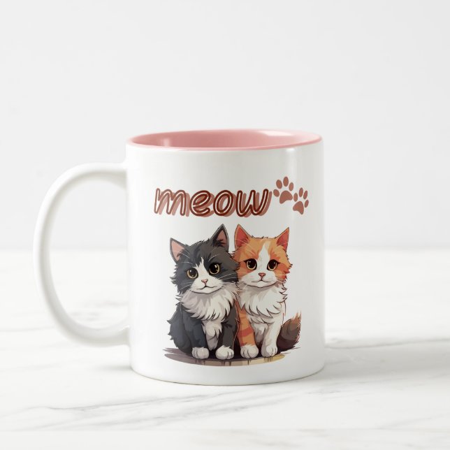 Kattmugg Meow Två-Tonad Mugg (Vänster)