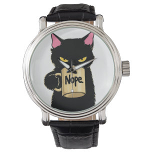 Kattmugg – Rolig svart katt attityd Armbandsur
