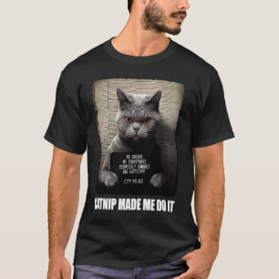 Kattmugshot Kattsnille Fick Mig Att Göra Det Grå T Shirt