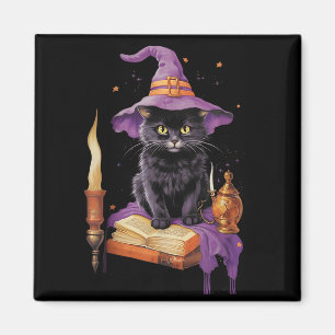 Kattnation Heks Halloween Svart Katt Wicca Magnet