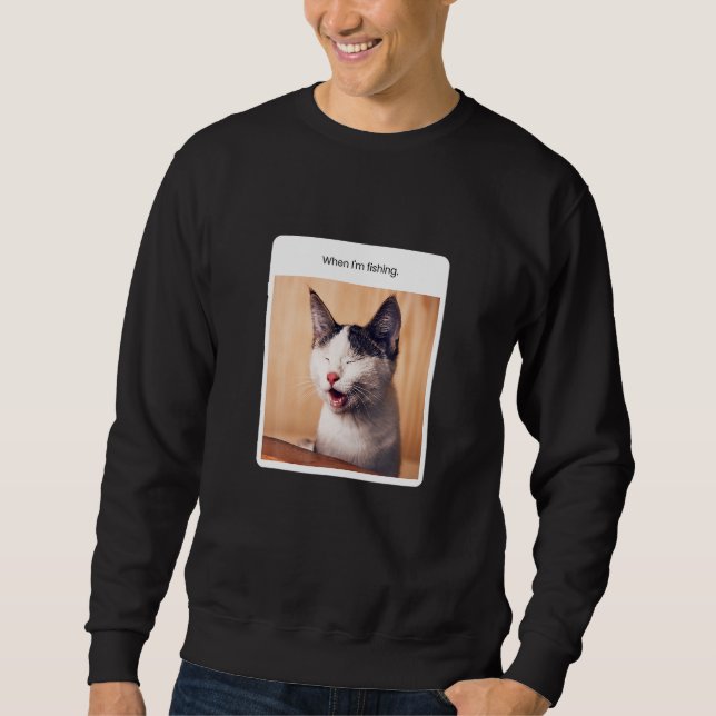 Kattnota när jag fiskar lång ärmad tröja (Framsida)